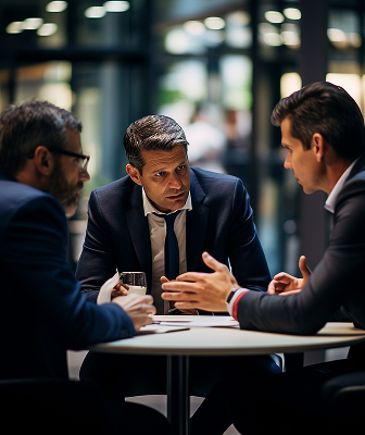 hombres de trabajo sentados en una mesa