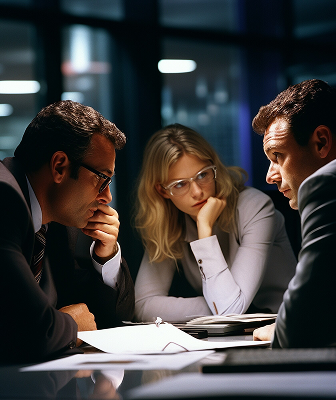 personas sentandas analizando