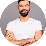 young bearded man with striped shirt 1