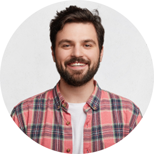 young bearded man with striped shirt 1